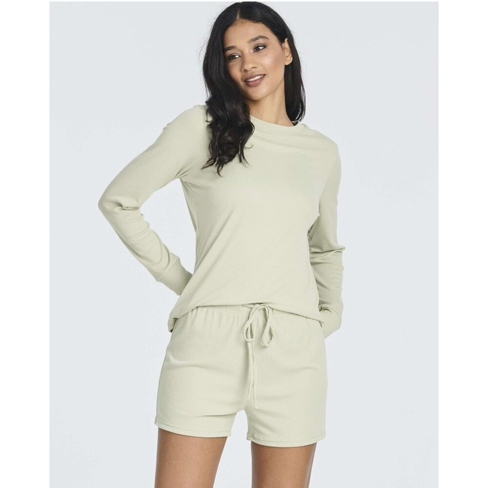 Real Essentials Loungewear/Pijama Set-Long Sleeve Top With Shorts Green, Size L